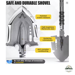 Survival Shovel Multitool 28 in 1 Luxury Kit, Tactical Camping Folding Shovel, Unbreakable Martensitic Steel Adjustable 7 Angles