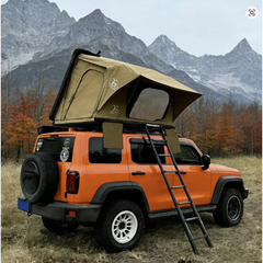 Khaki Customized Automatic 2 Person Aluminum Frame Rollover Style Car SUV Rooftop Tent for Outdoor Camping Travel
