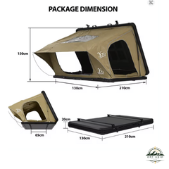 Khaki Customized Automatic 2 Person Aluminum Frame Rollover Style Car SUV Rooftop Tent for Outdoor Camping Travel